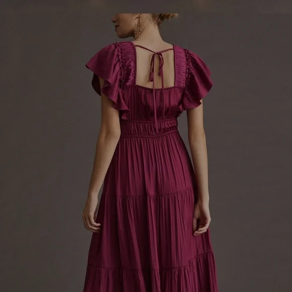 Anthropologie Deep Red Midi Dress - Picture 4 of 12